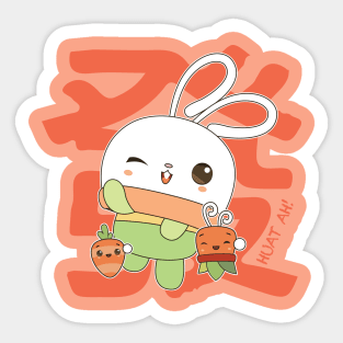 Huat Huat Bunny Succulent - HUAT AH!!! (Red) Sticker